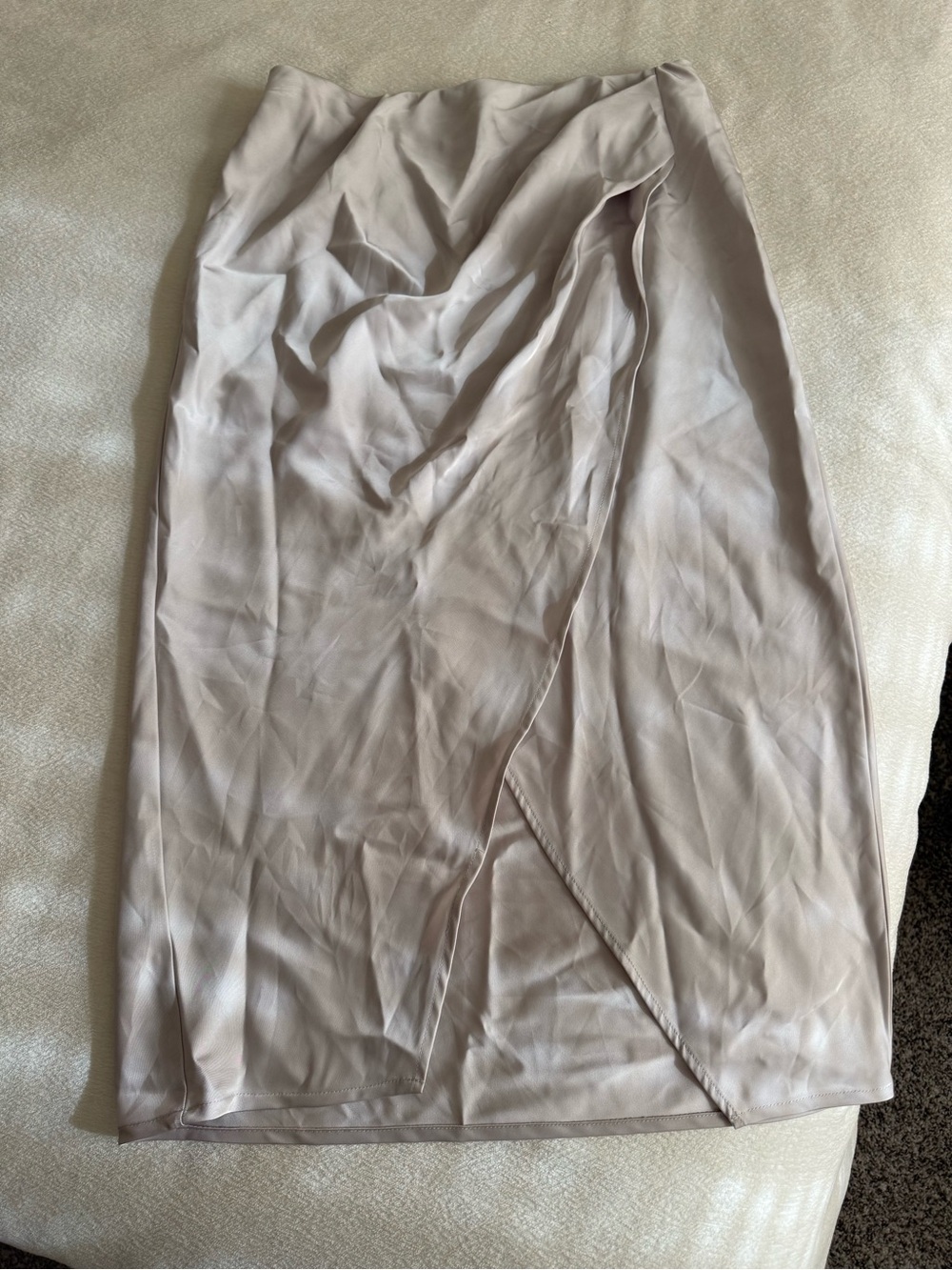 Rachel Zoe Silver Champagne Wrap-Front Midi Skirt